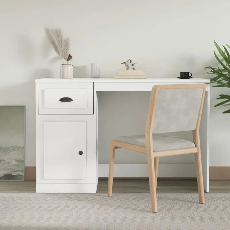 Bureau blanc avec tiroir, 115 cm