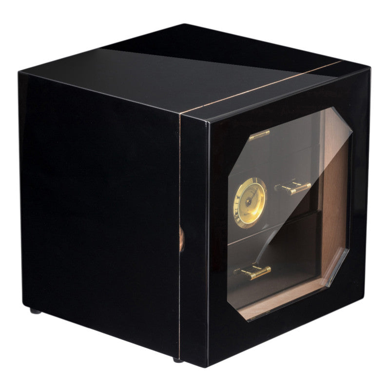 Cave à cigares laquée noire style piano, finition cube