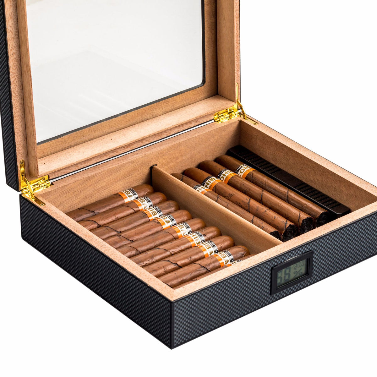 Humidor Fibre Carbone Écran Digital, vue 3
