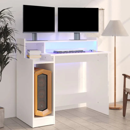 Bureau compact avec éclairage LED intégré