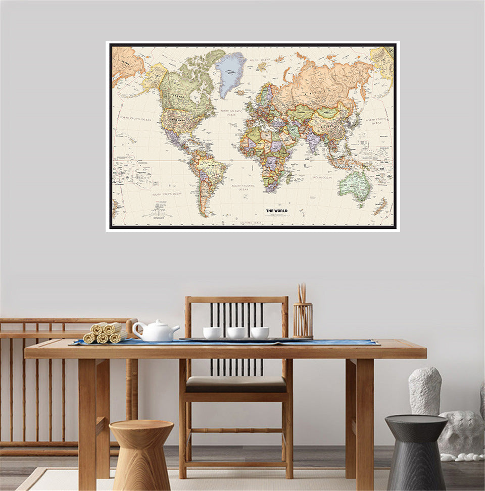 Carte du monde vintage format panoramique