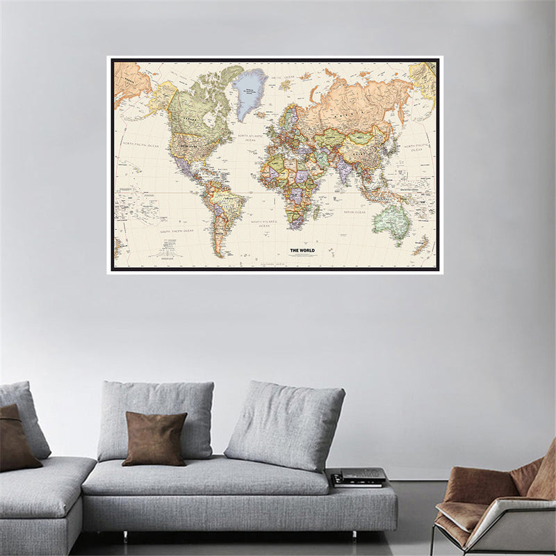 Toile panoramique carte du monde vintage en situation
