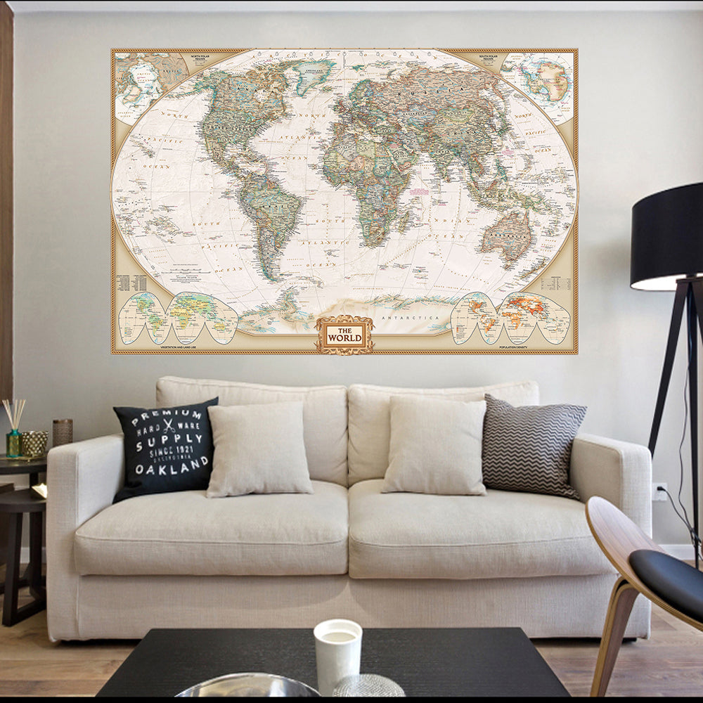 Détail de la carte du monde vintage sur toile
