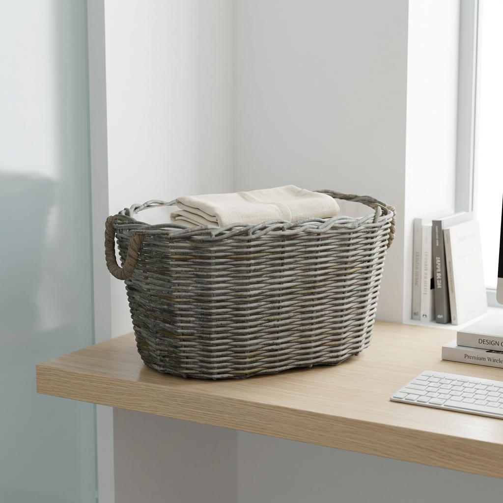 Panier de Rangement en Osier Tresse - Deskara - photo studio professionnelle